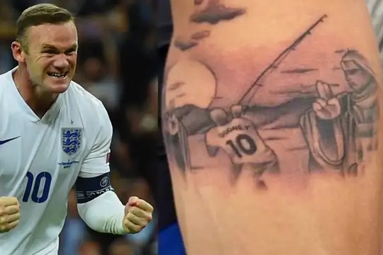 خالکوبی چالب بازیکن فنلاند وین رونی در حال ماهیگیری