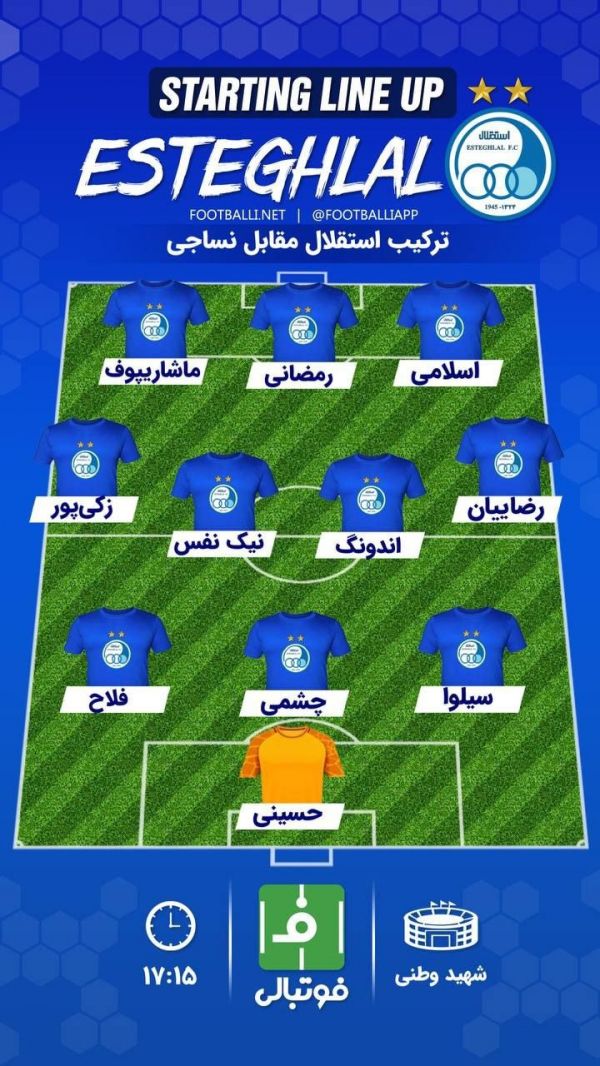  اختصاصی فوتبالی  شماتیک ترکیب استقلال مقابل نساجی مازندران