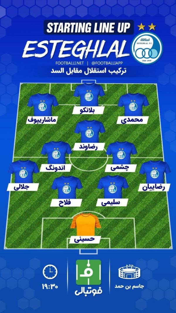  اختصاصی فوتبالی  شماتیک ترکیب استقلال پیش از دیدار با السد