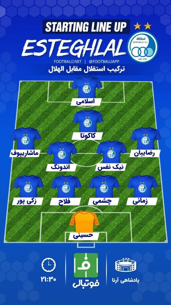  اختصاصی فوتبالی  شماتیک ترکیب استقلال مقابل الهلال