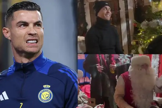 وایرال شدن چهره بامزه رونالدو پس از دیدن بابانوئل