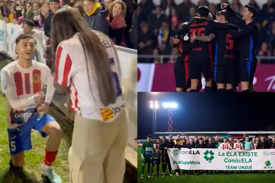 عکس؛ خواستگاری بازیکن رقیب بارسلونا در پایان مسابقه