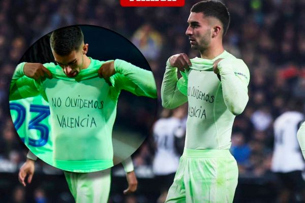 عکس؛ پیام مهاجم بارسلونا به مردم والنسیا پس از هت تریک سریعالسیر