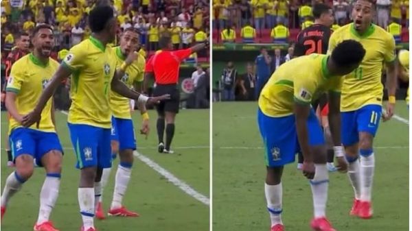  عکس؛ عصبانیت شدید رافینیا از وینیسیوس در دقیقه 102