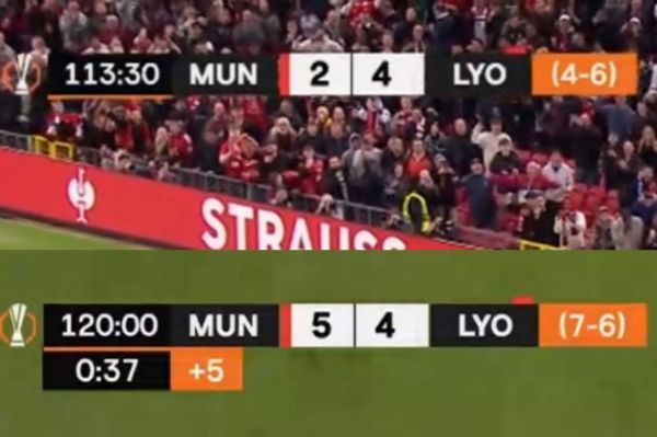 قابی از تغییر عجیب نتیجه بازی به دست منچستریونایتد