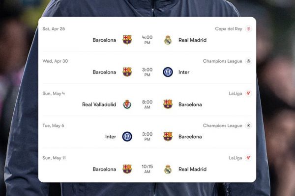  بارسلونا و دو رویارویی با رئال مادرید و اینتر در 15 روز
