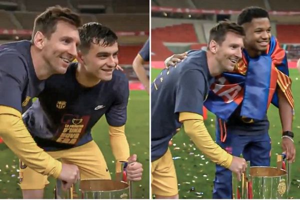  وقتی تک تک بازیکن‌های بارسلونا با مسی عکس یادگاری گرفتند