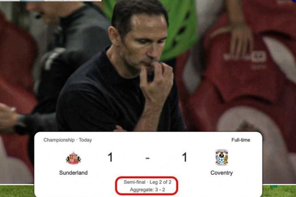 رؤیای صعود لمپارد با کاونتری به لیگ جزیره نقش بر آب شد