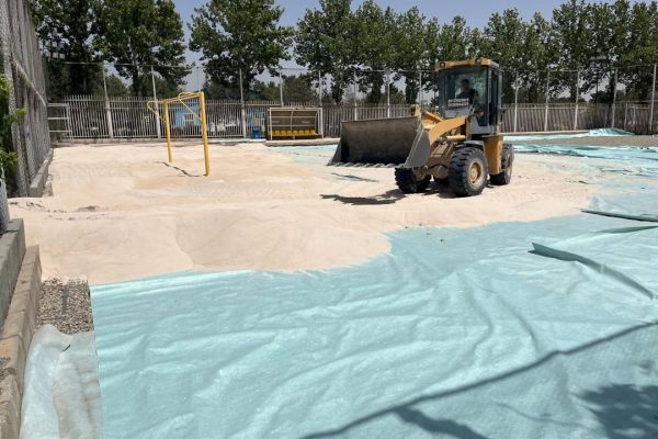 فاز سوم تعویض ماسه زمین فوتبال ساحلی مرکز ملی