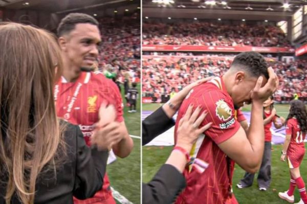 عکس؛ اشک و گریه آرنولد در آغوش خانوادهاش در آخرین روز حضور در آنفیلد