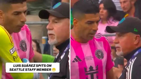  عکس؛ سوارز و پرتاب آب دهان به سمت یکی از اعضای تیم حریف