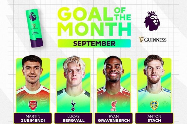  نامزدهای بهترین گل ماه سپتامبر لیگ برتر انگلیس