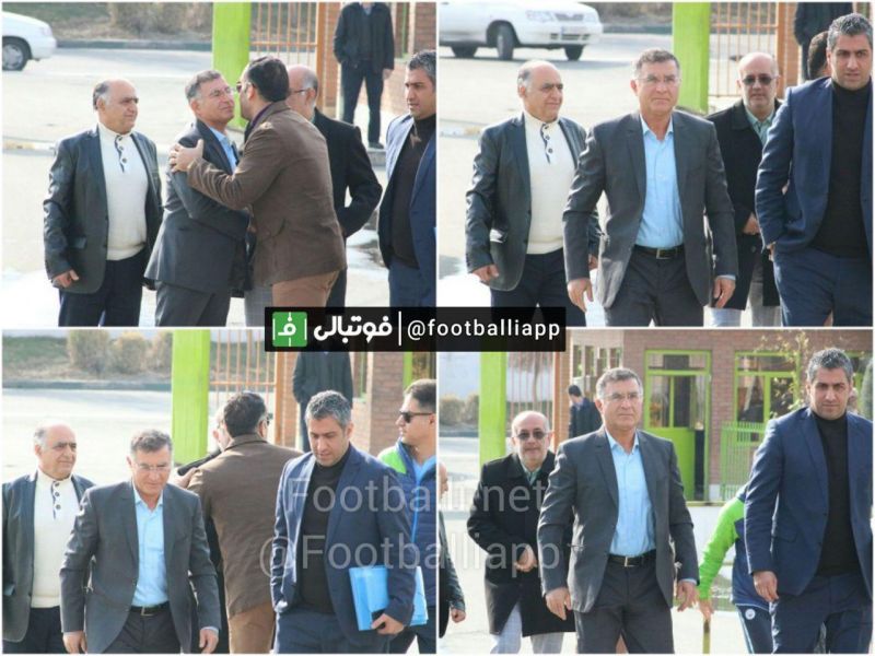 حضور مجید جلالی در زمین کارگران تهران برای معرفی اش به عنوان سرمربی نساجی