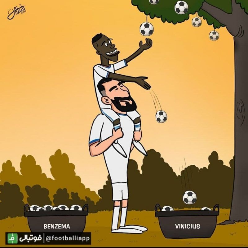 کاریکاتور/ تضمین خط حمله رئالمادرید با وجود بنزما و وینیسیوس