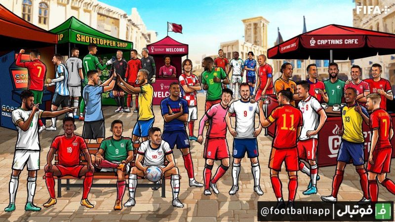 طرح صفحه رسمی جام جهانی، از بازیکنان تیمهای حاضر در جام جهانی