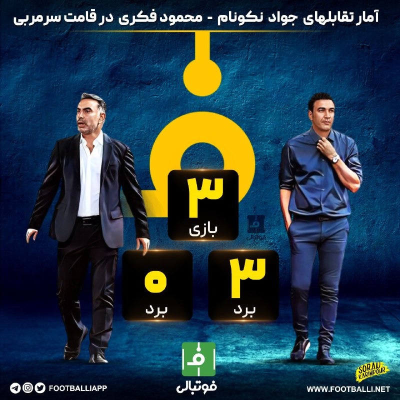 اینفوگرافی_اختصاصی/ آمار تقابلهای جواد نکونام - محمود فکری در قامت سرمربی