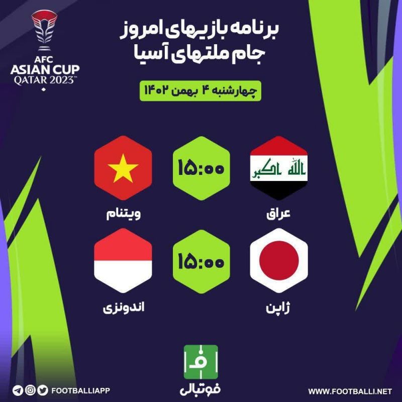 اختصاصی فوتبالی/ برنامه بازیهای امروز جام ملتهای آسیا
