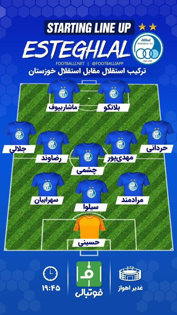 اختصاصی فوتبالی/ شماتیک ترکیب استقلال مقابل استقلال خوزستان ساعت بازی ۱۹:۴۵