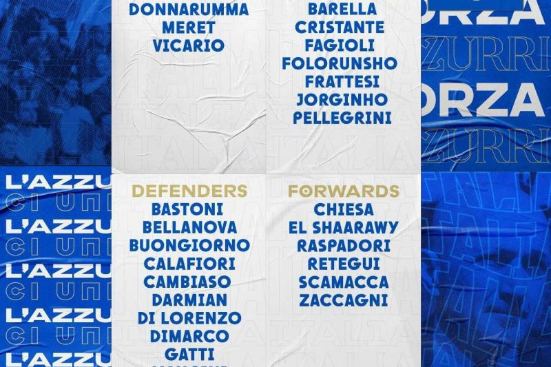 فهرست نهایی ایتالیا برای یورو ۲۰۲۴ اعلام شد