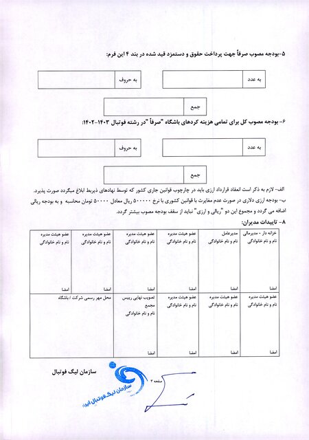 سقف بودجه به باشگاه‌ها ابلاغ شد (تصاویر)