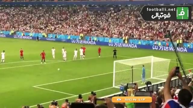 مهار پنالتی رونالدو توسط بیرانوند از دوربین تماشاگران