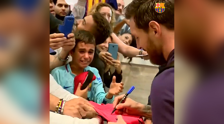 احساساتی شدن هوادار نوجوان با دیدن لیونل مسی