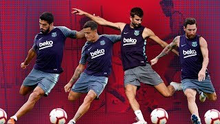 چالش شوت زنی بازیکنان بارسلونا