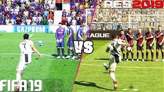 مقایسه ضربه کاشته در بازی Fifa 19 و Pes 19