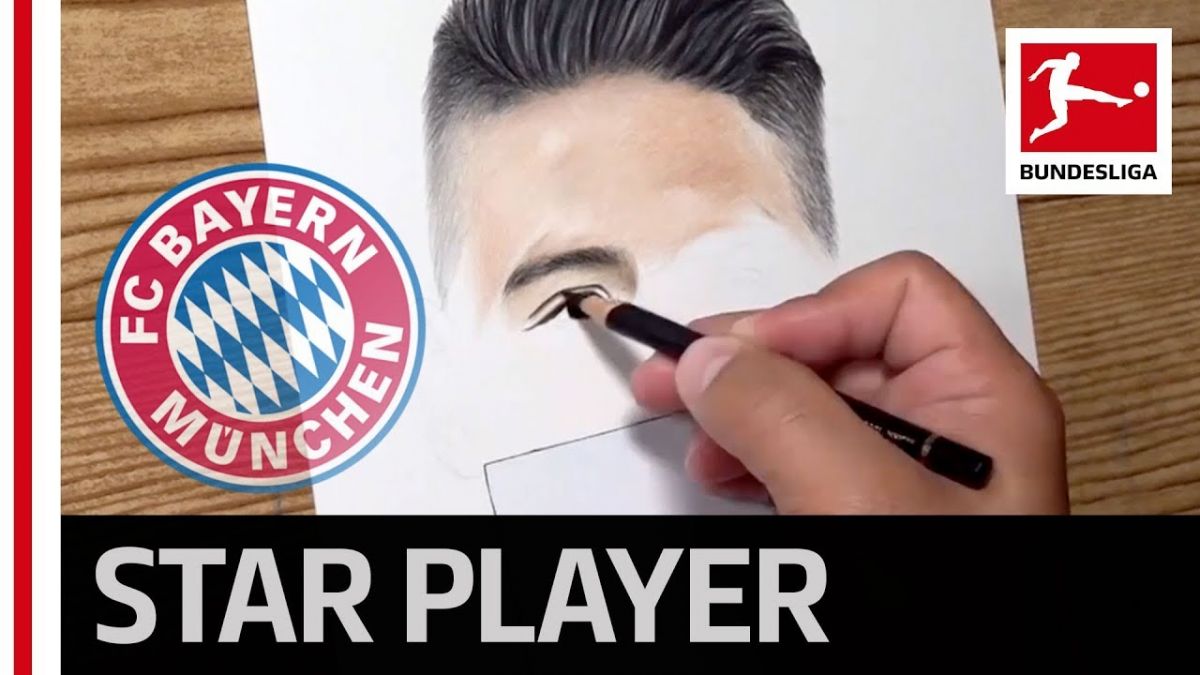 نقاشی زیبا از چهره جیمز رودریگز بازیکن برتر هفته 4 بوندسلیگا