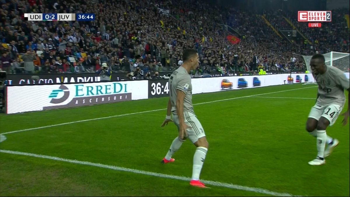 گل دوم یوونتوس به اودینزه (رونالدو)