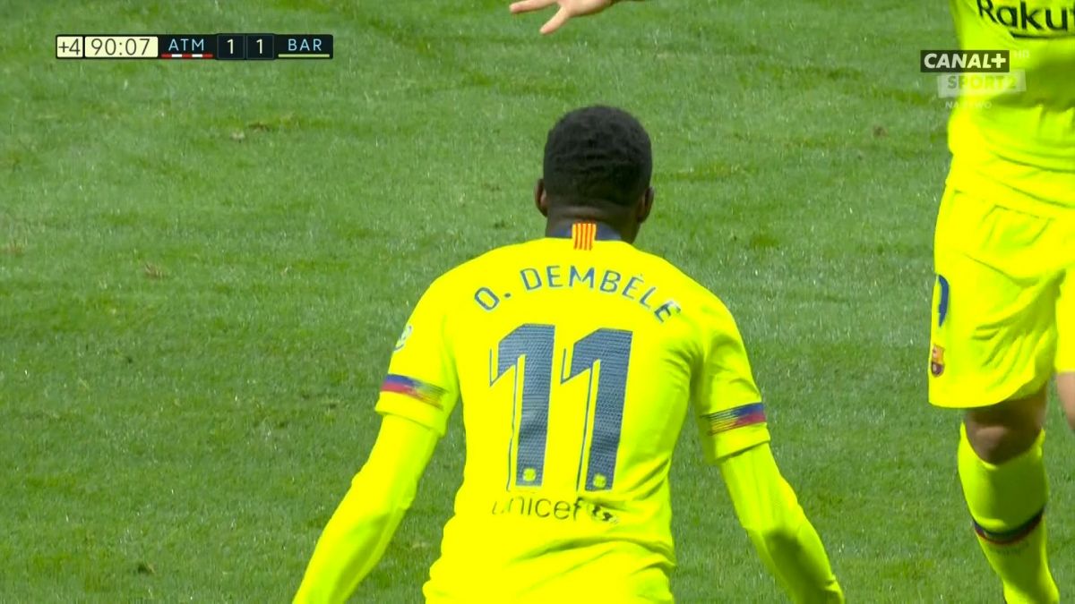 گل اول بارسلونا به اتلتیکو مادرید (دمبله)