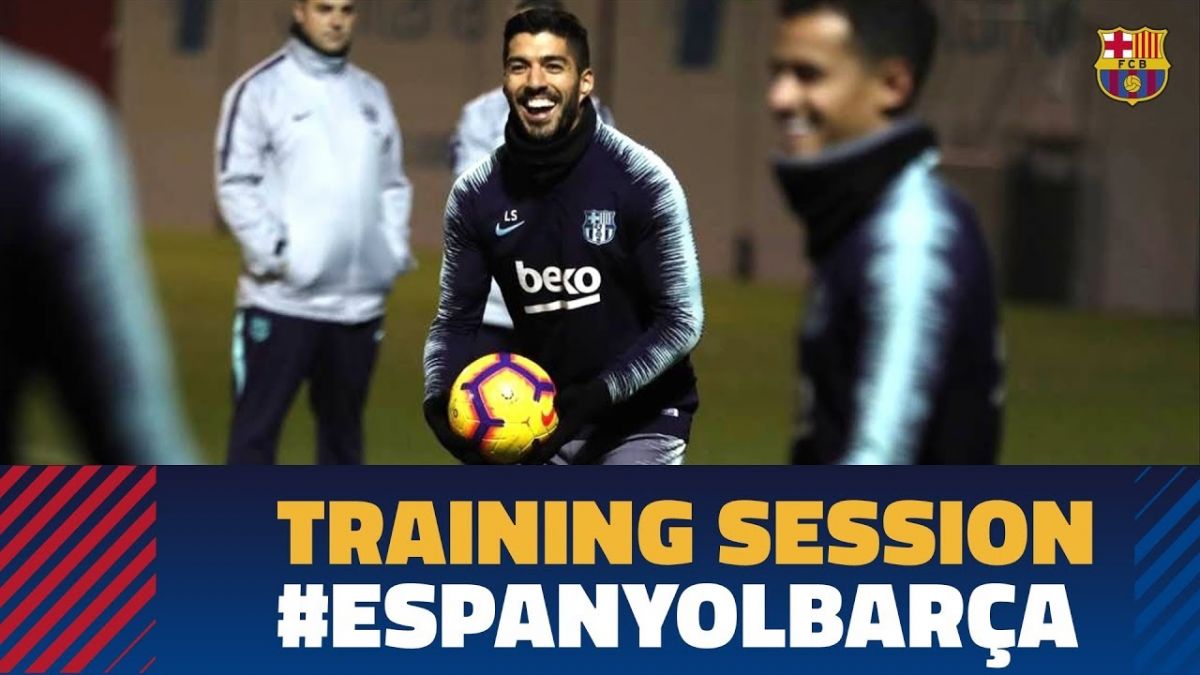 تمرین بارسلونا پیش از بازی مقابل اسپانیول