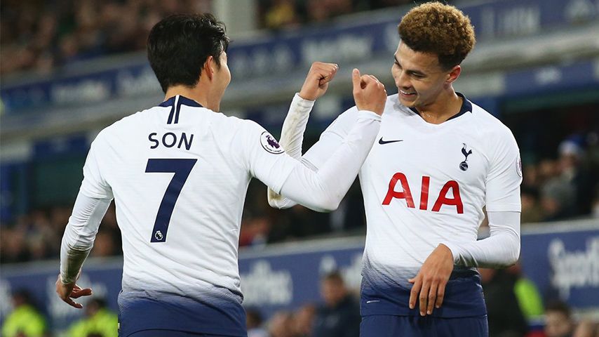 خلاصه بازی اورتون 2-6 تاتنهام (دبل سون و کین)