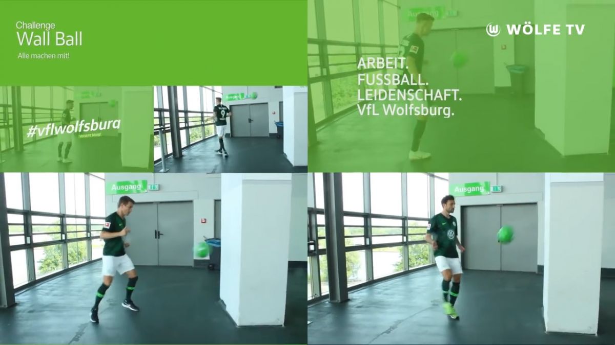 چالش روپایی بازیکنان وولفسبورگ با کمک دیوار!