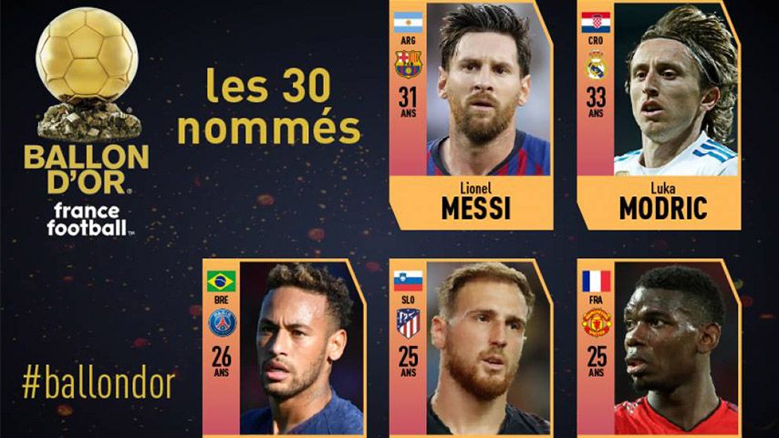 30 نامزد دریافت توپ طلای 2018