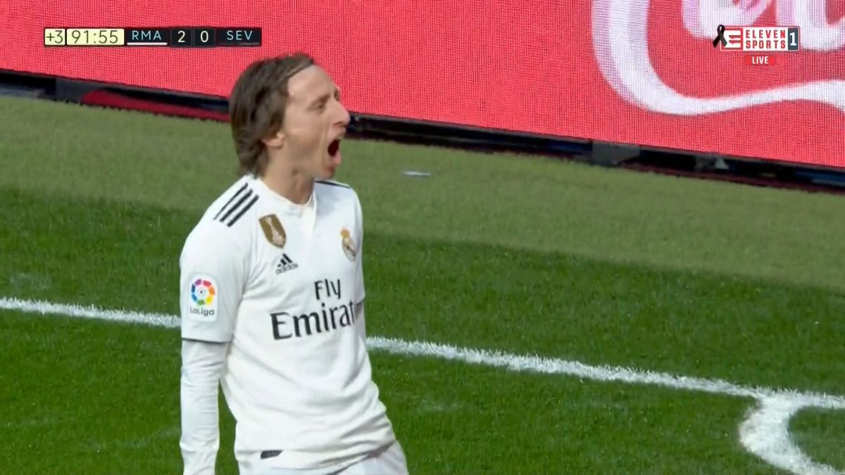 گل دوم رئال مادرید به سویا (مودریچ)