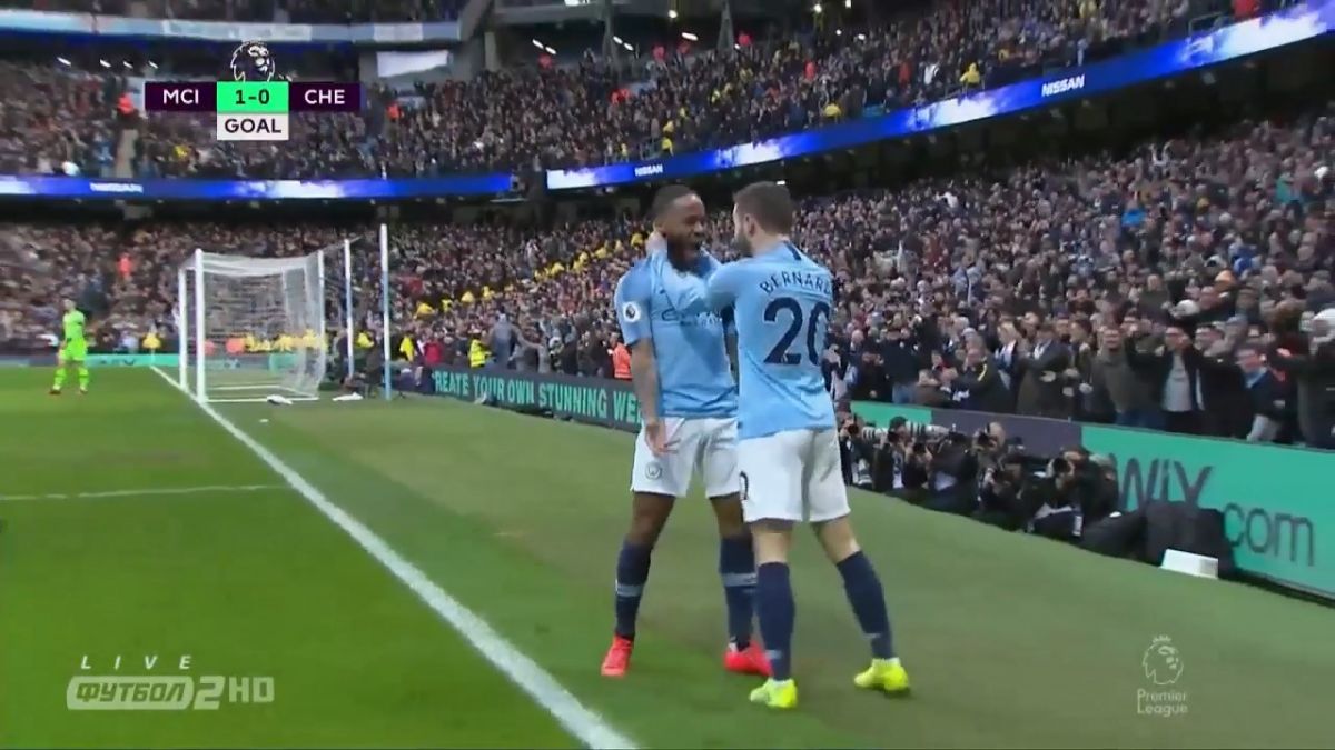 گل اول منچستر سیتی به چلسی (استرلینگ)