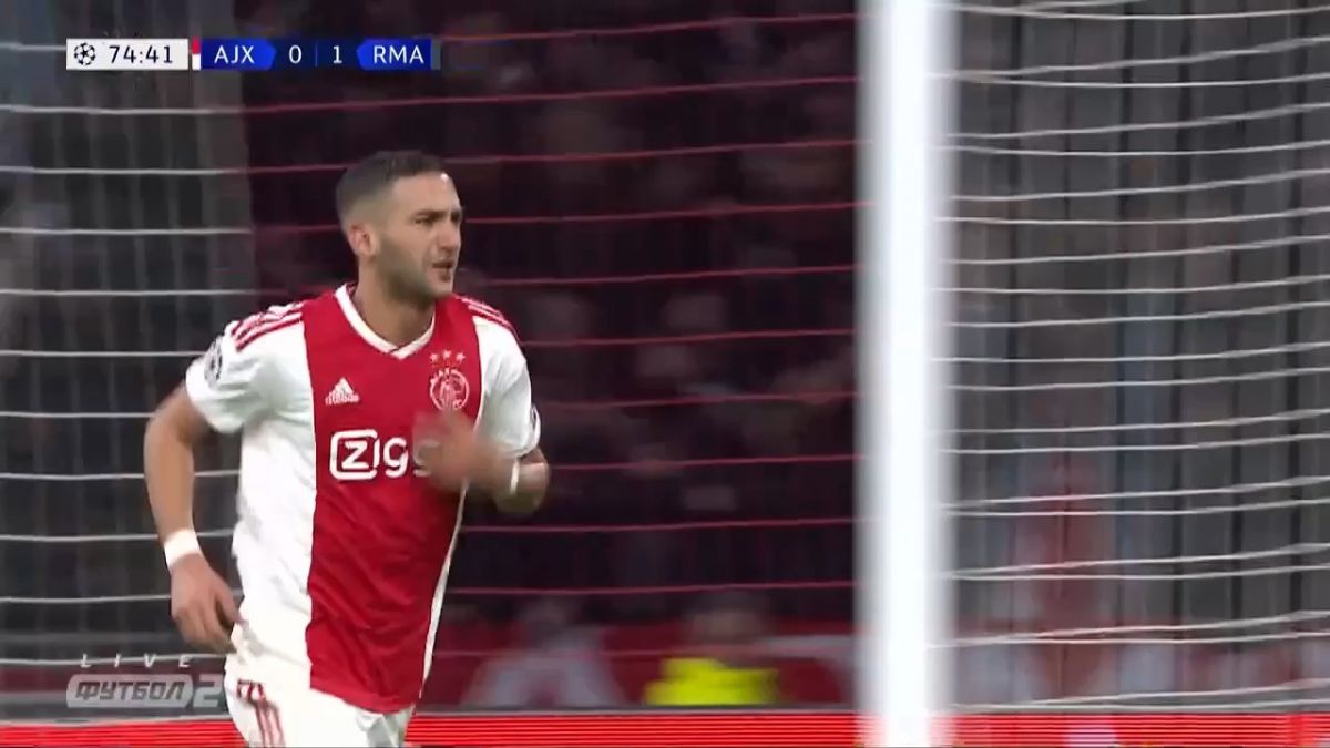 گل تساوی آژاکس به رئال مادرید (حکیم زیخ)