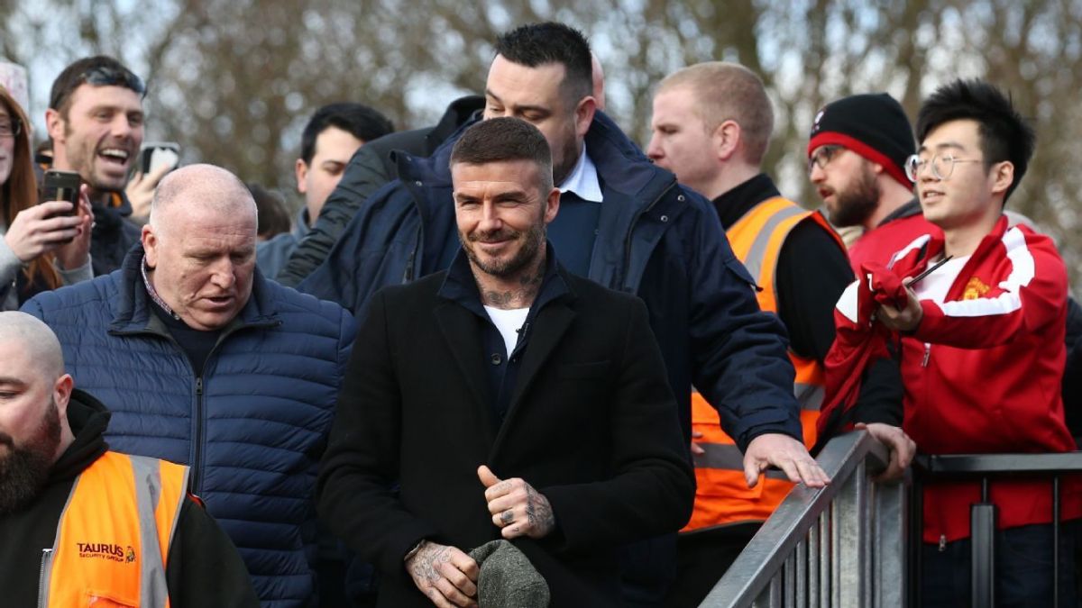 حضور دیوید بکهام مالک باشگاه سالفورد برای تماشای بازی تیمش