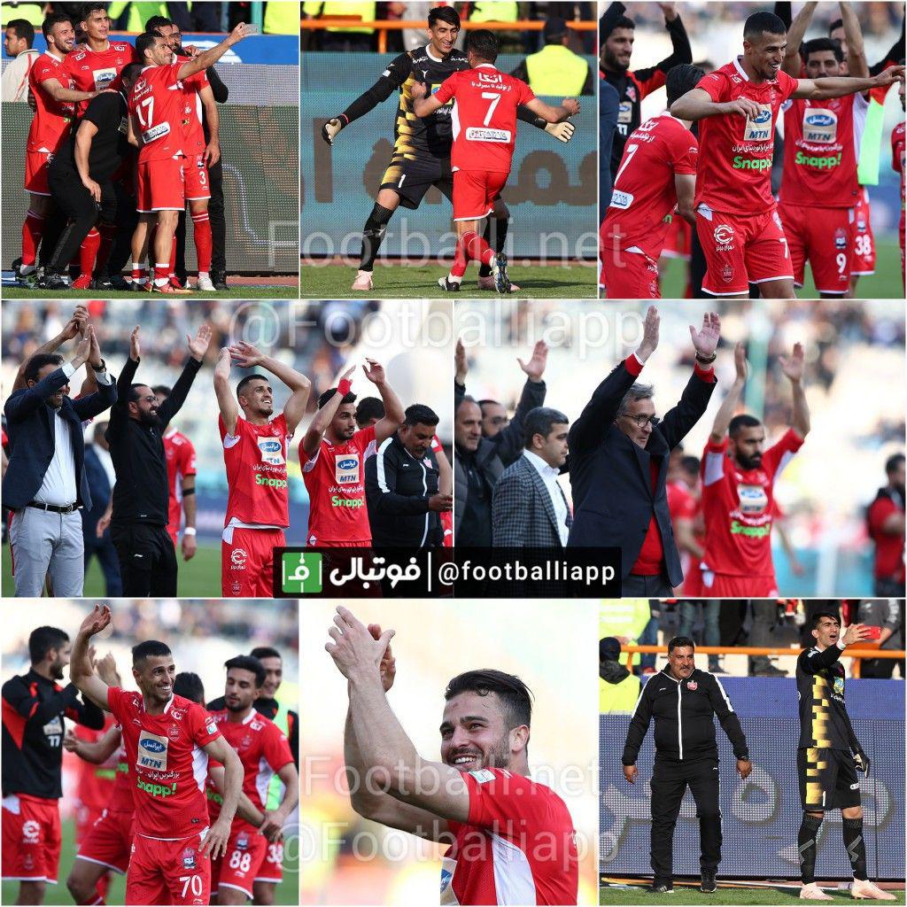 گزارش تصویری اختصاصی/ تصاویری از خوشحالی سرخپوشان در پایان دیدار امروز . عکسها از علیرضا زینلی/ سایت فوتبالی