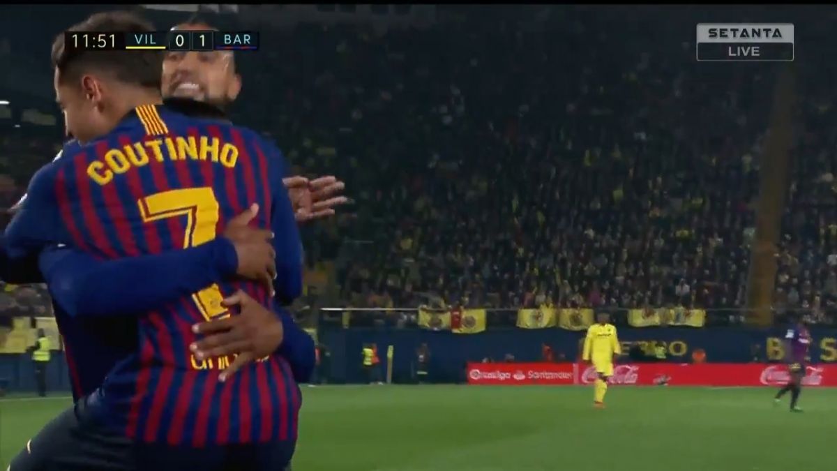 گل اول بارسلونا به ویارئال (کوتینیو)