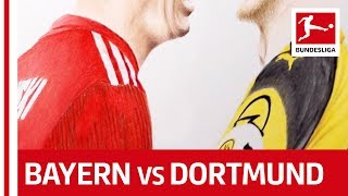 نقاشی چهره رابرت لواندوفسکی و مارکو رویس به بهانه تقابل دورتموند - بایرن مونیخ