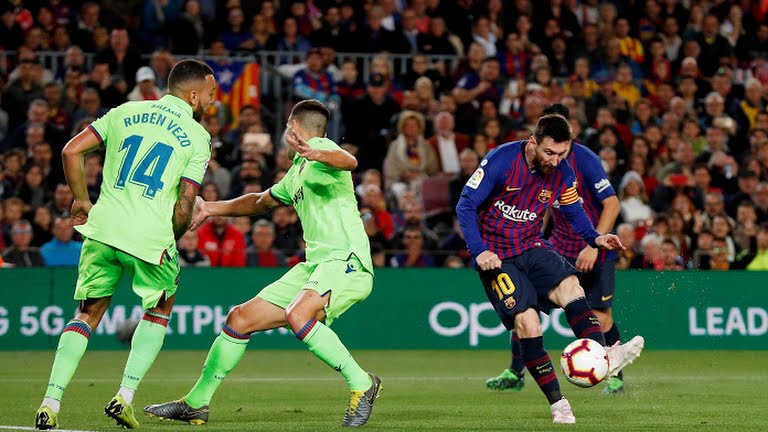 گل اول بارسلونا به لوانته (مسی)