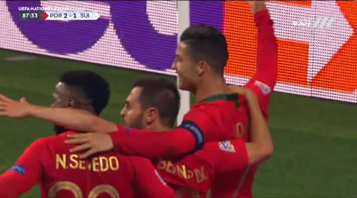 گل دوم پرتغال به سوئیس (دبل رونالدو)