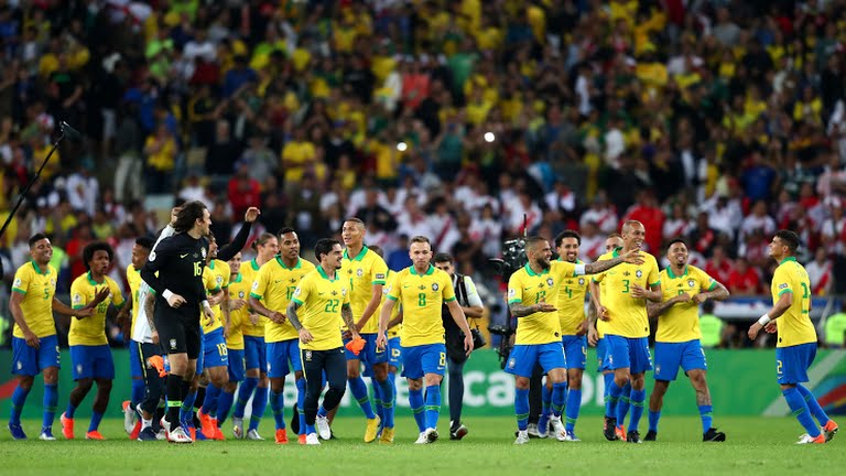 سوت پایان فینال کوپا آمریکا و شادی بازیکنان برزیل پس از قهرمانی