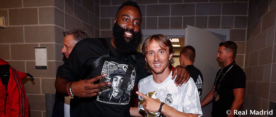 دیدار جیمز هاردن ستاره NBA با بازیکنان رئال مادرید