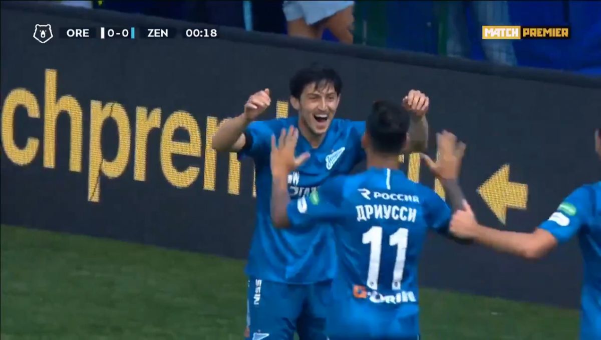 گل اول زنیت به اورنبرگ توسط سردار آزمون در ثانیه 12