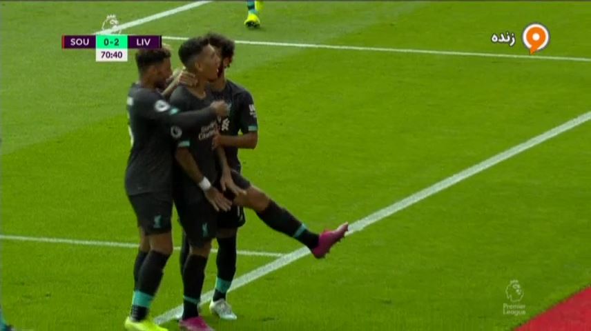 گل دوم لیورپول به ساوتهمپتون (فیرمینو)