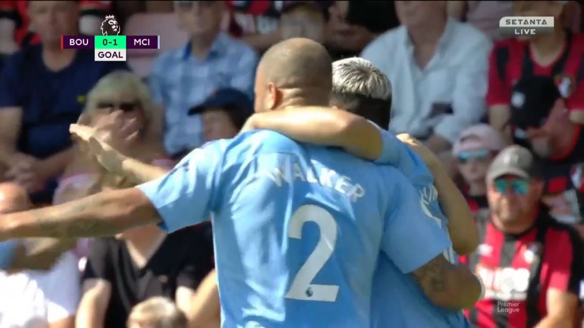 گل اول منچستر سیتی به بورنموث (آگوئرو)