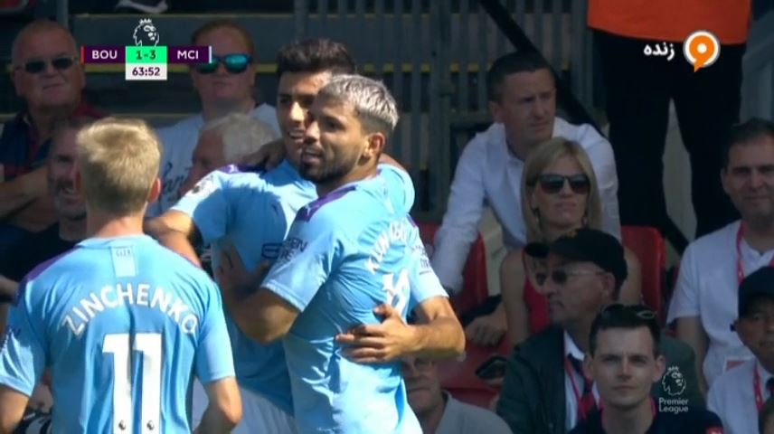 گل سوم منچستر سیتی به بورنموث (دبل آگوئرو)